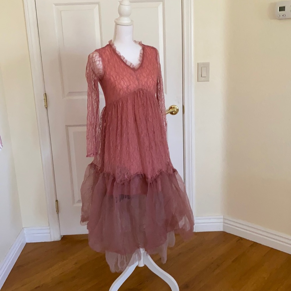 Pink lace dress